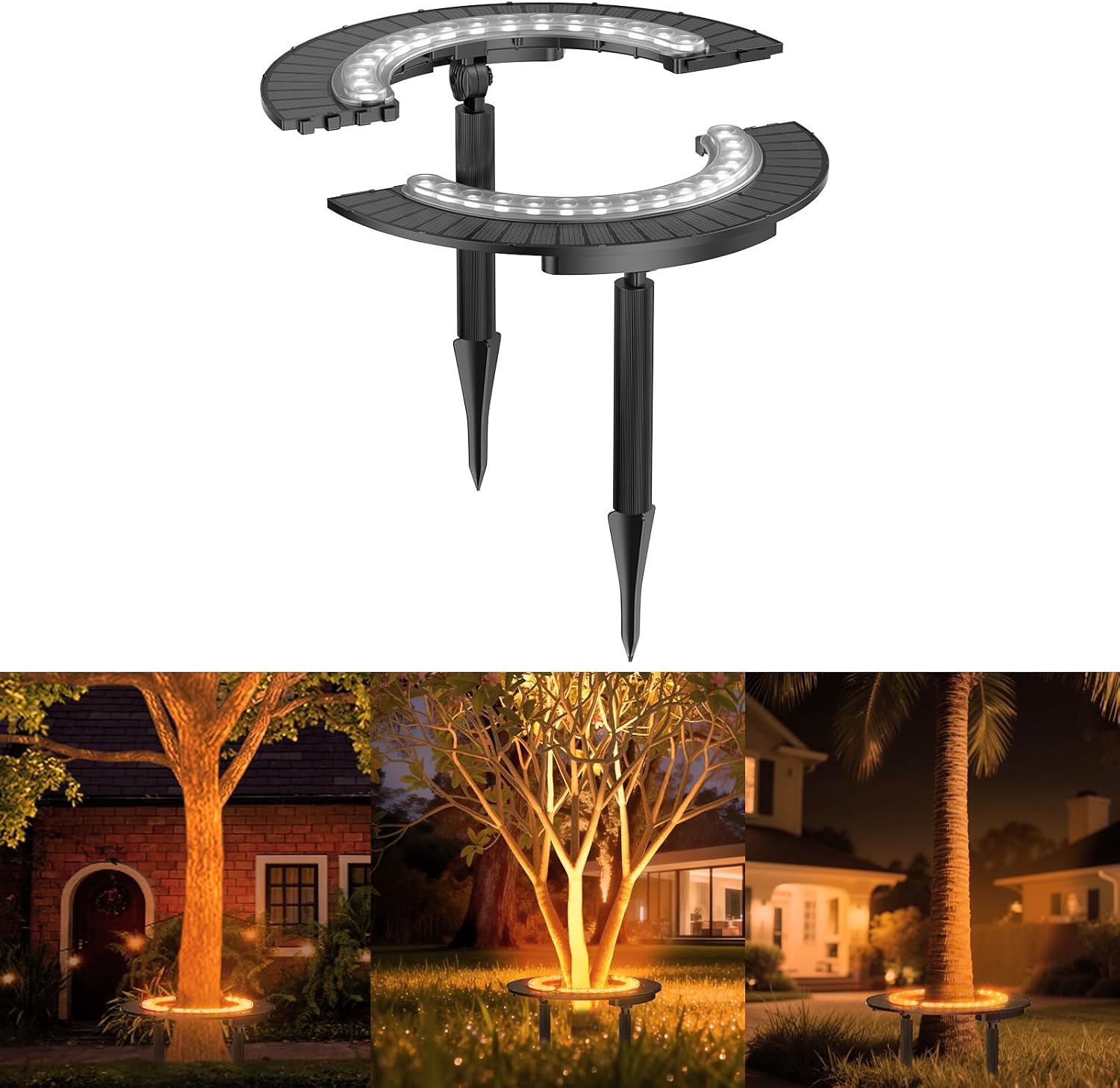 Outdoor Lighting Wireless - Solar-Palmenbaumleuchte Kabellose Landschaftsbeleuchtung Warmweiß Baumring-Uplight Solarbetrieben