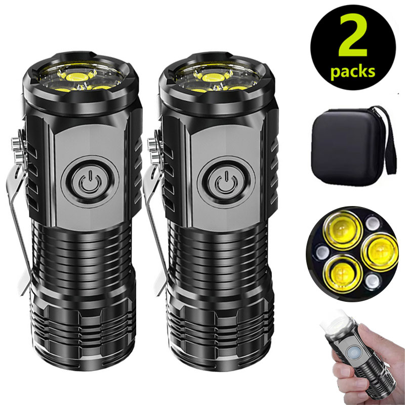 Outdoor Lighting Black - Mini-3LED-Taschenlampe mit Stiftclip, Nachtwandern, tragbare Helligkeit,