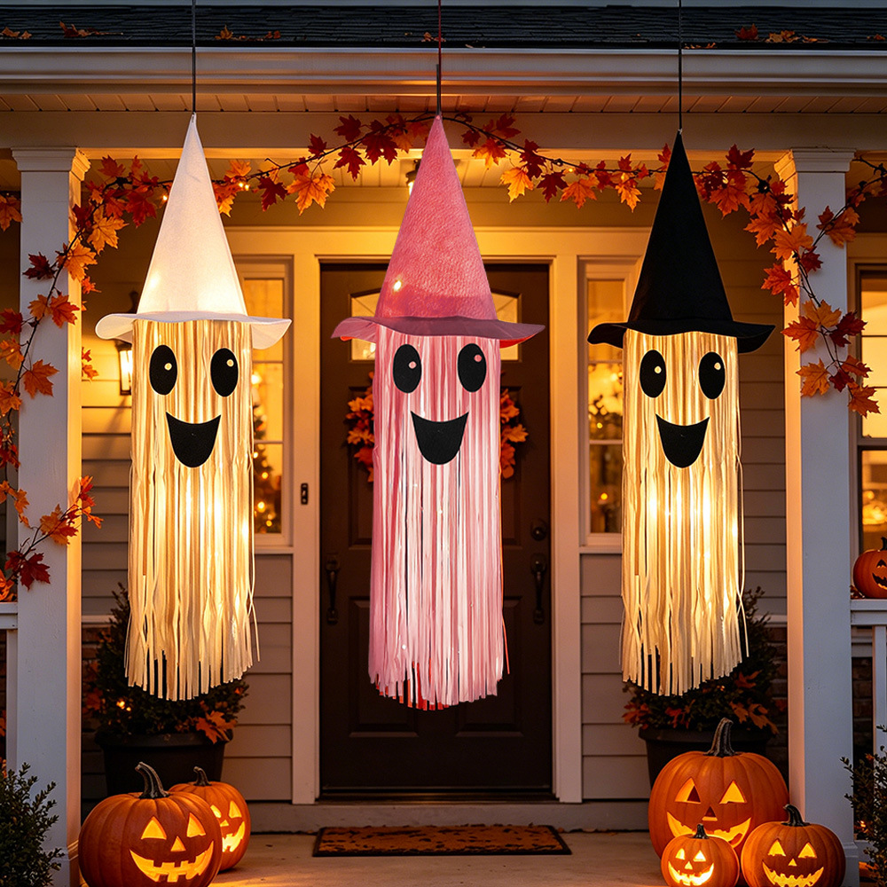 Outdoor Lighting Effects - Halloween Leuchtender Hexenhut Geisterquaste Hängedekoration, LED-Licht